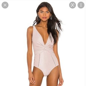 Metallic Front Twist One Piece